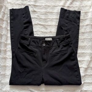 The Essential Slim by Anthropologie Classic Button Black Slim-Fit Ankle Pants